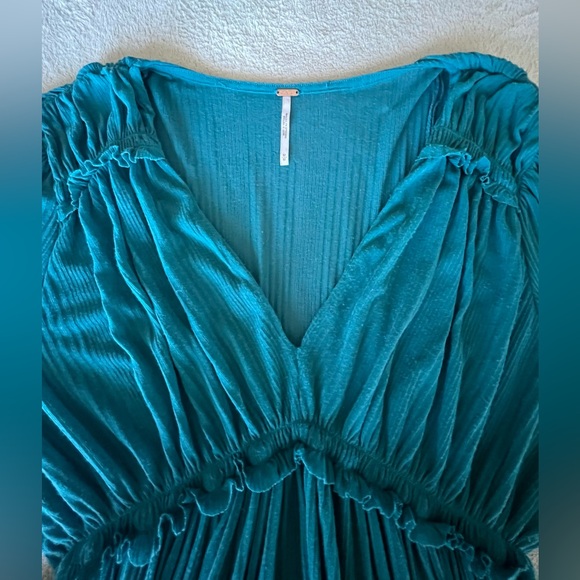 Free People Teal Blouse with Long Sleeves - Picture 4 of 8